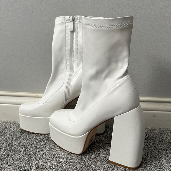 Shoes - White Platform Ankle Boots